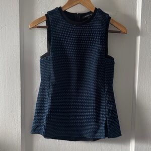 Derek Lam Black and Blue Textured Tank Top